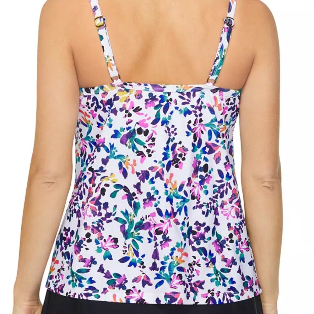 Island Escape Scorpio Tankini Floral-Print Twist-Front Top NWT Sz 12 - Picture 3 of 10
